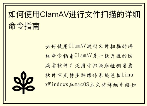 如何使用ClamAV进行文件扫描的详细命令指南